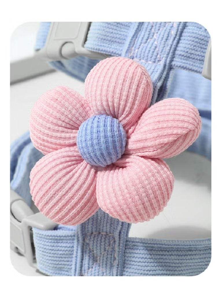 طقم حزام صدر للقطط قابل للتعديل مع مقود – حزام قطط ناعم مقاوم للهروب مزين بالزهور، مناسب للتنزه الخارجي للقطط والجراء والكلاب الصغيرة - Image 5